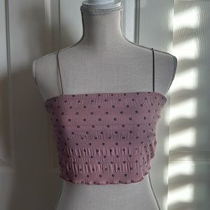 Pacsun pink floral spaghetti strap crop top